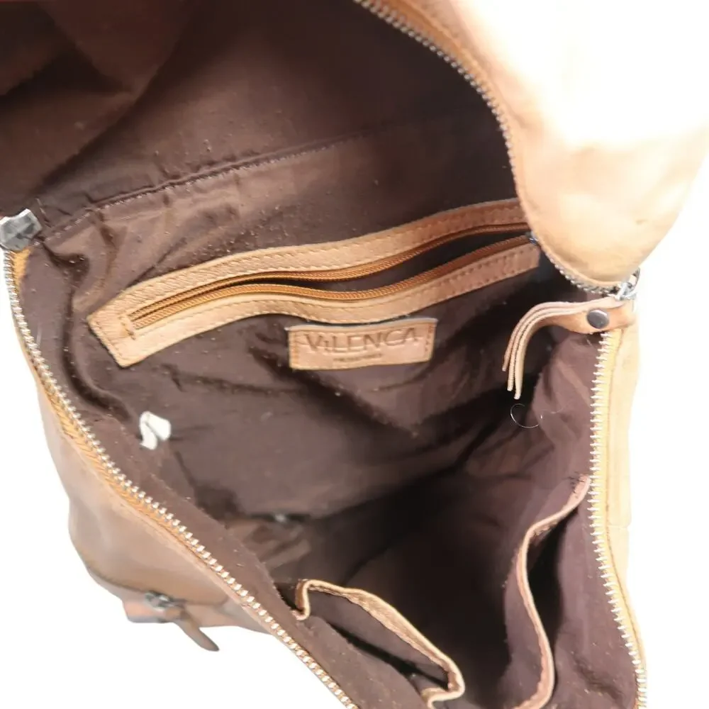 Vilenca Holland Tan Brown Leather Backpack Purse